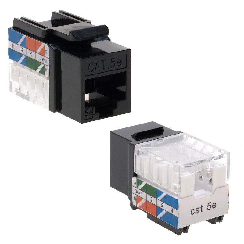 SATMAXIMUM Cat5e Keystone Ethernet Wall Jack Punch Down UTP 45-Degree (Easier Termination Than 90-Degree), RJ45 Slim Profile Speed Termination Black 45Â° Angled (5 Pack) - Image 5